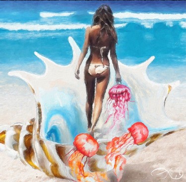 Картина под названием "The birth of Venus" - Lucy Klimenko, Подлинное произведение искусства, Акрил