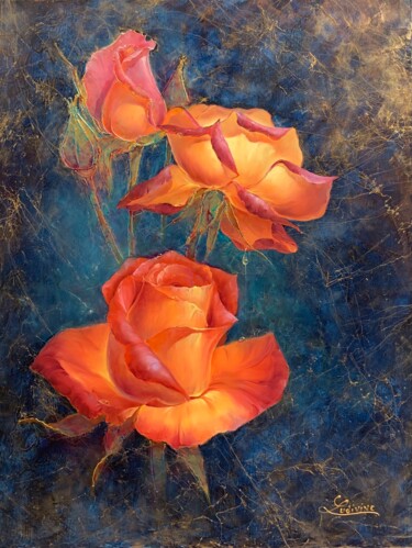 "Roses éternelles" başlıklı Tablo Ludivine Corominas tarafından, Orijinal sanat, Petrol