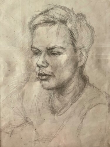 Painting titled "Кирилл 14лет" by Ludmila Cerednicenko, Original Artwork, Pencil