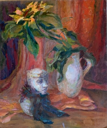 Pittura intitolato "Кукольная голова" da Ludmila Cerednicenko, Opera d'arte originale, Olio