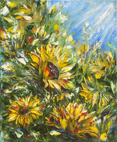 Painting titled "Sun Kiss" by Ludmila Gorbunova, Original Artwork, Oil Mounted on Wood Stretcher frame