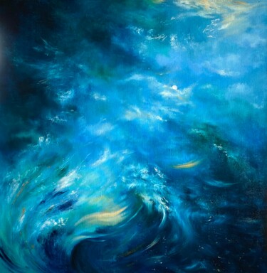 Ζωγραφική με τίτλο "Ocean Dreams" από Ludmila Gorbunova, Αυθεντικά έργα τέχνης, Λάδι Τοποθετήθηκε στο Ξύλινο φορείο σκελετό