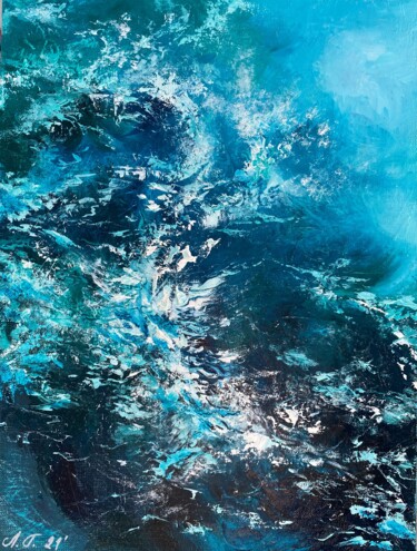 Картина под названием "Sea Foam" - Ludmila Gorbunova, Подлинное произведение искусства, Масло Установлен на Деревянная рама…