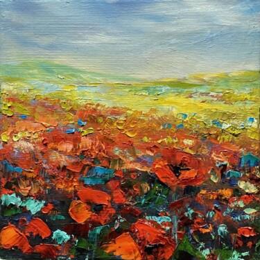 Painting titled "Poppies in Bloom" by Ludmila Gorbunova, Original Artwork, Oil