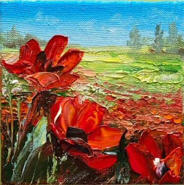 제목이 "The Scarlet Trio"인 미술작품 Ludmila Gorbunova로, 원작, 기름 나무 들것 프레임에 장착됨