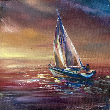 Pintura titulada "Sail into the Dawn" por Ludmila Gorbunova, Obra de arte original, Oleo