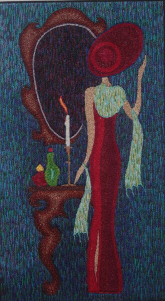 Arte tessile intitolato "In front of the Mir…" da Ludmila Korets, Opera d'arte originale, Ricamo Montato su Cartone