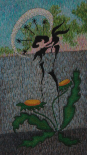 Текстильное искусство под названием "Embroidery Dandelio…" - Ludmila Korets, Подлинное произведение искусства, вышивка Устан…