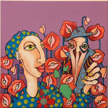 Malarstwo zatytułowany „Poppies” autorstwa Ludmila Tokin, Oryginalna praca, Akryl Zamontowany na Panel drewniany