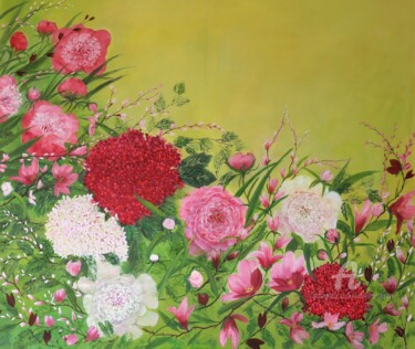 「Colorful flowers」というタイトルの絵画 Ludmilla Ukrowによって, オリジナルのアートワーク, オイル