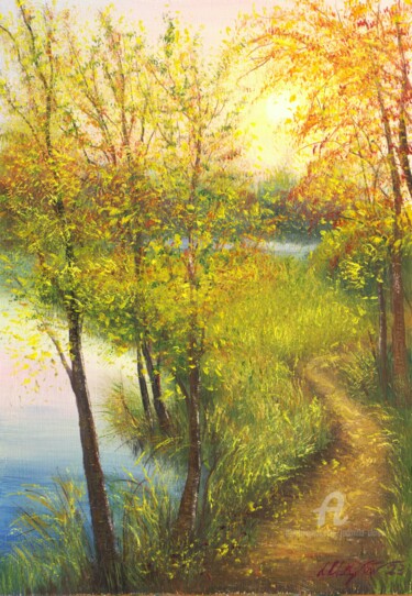 Ζωγραφική με τίτλο "Autumnal mood" από Ludmilla Ukrow, Αυθεντικά έργα τέχνης, Λάδι