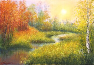 Malerei mit dem Titel "Autumn mood 2" von Ludmilla Ukrow, Original-Kunstwerk, Öl