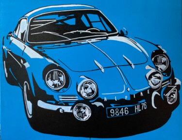 Painting titled "Renault Alpine A110" by Ludo Knaepkens, Original Artwork, Acrylic