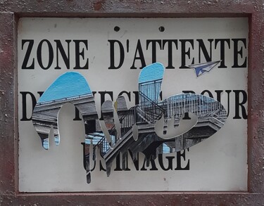 Painting titled ""Zone d'attente"" by Ludo Lassalle, Original Artwork, Acrylic Mounted on Wood Stretcher frame