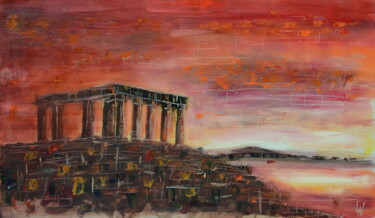 Pittura intitolato "Temple de Poséidon…" da Ludovic Lan, Opera d'arte originale, Olio