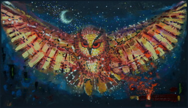 绘画 标题为“Moon Owl” 由Ludovic Lan, 原创艺术品, 油