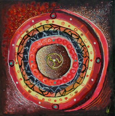 Painting titled "Mandala #180623" by Ludovic Lan, Original Artwork, Oil