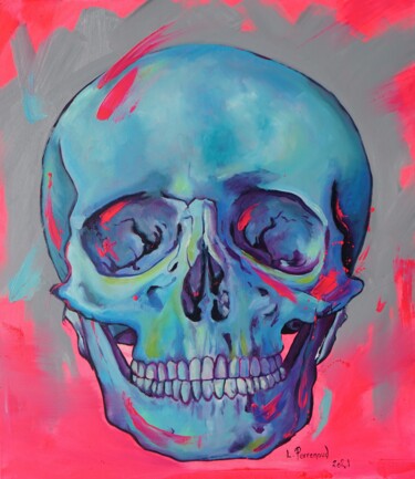 제목이 "Pink Skull"인 미술작품 Ludovic Perrenoud로, 원작, 기름