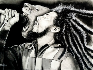 Dessin intitulée "Lion zion" par Ludovic Robine, Œuvre d'art originale, Pastel