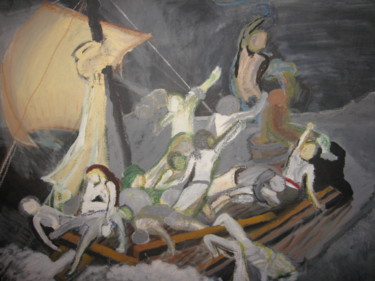 Peinture intitulée "le naufrage" par Ludovic Grumel, Œuvre d'art originale, Huile