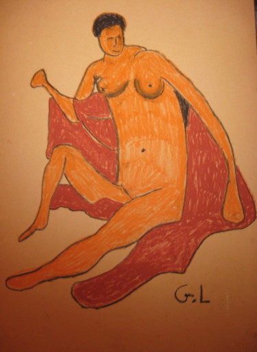 Disegno intitolato "androgyne" da Ludovic Grumel, Opera d'arte originale, Matite colorate