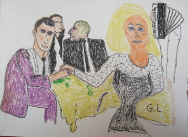 「le diner」というタイトルの描画 Ludovic Grumelによって, オリジナルのアートワーク, コンテ