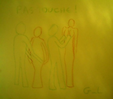 Disegno intitolato "pas touche !" da Ludovic Grumel, Opera d'arte originale, Olio