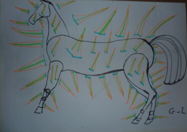 "1 cheval de feu" başlıklı Tablo Ludovic Grumel tarafından, Orijinal sanat, Işaretleyici