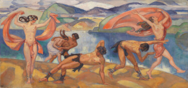 Malarstwo zatytułowany „Danseurs dans un va…” autorstwa Ludwig Von Hofmann, Oryginalna praca, Olej