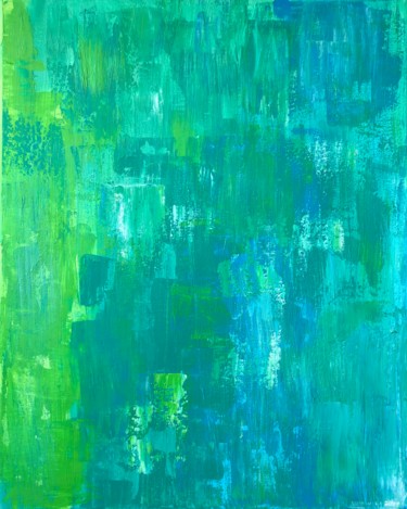 Painting titled "Fresh green" by Ludwika Pilat, Original Artwork, Acrylic Mounted on Wood Stretcher frame