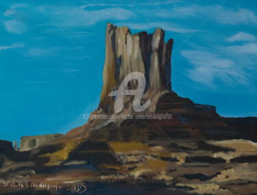 Painting titled "Fels des Monument V…" by Luethi Alias Abdelghafar, Original Artwork, Oil Mounted on Wood Stretcher frame