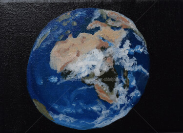 Painting titled "Die Welt" by Luethi Alias Abdelghafar, Original Artwork, Oil Mounted on Wood Stretcher frame