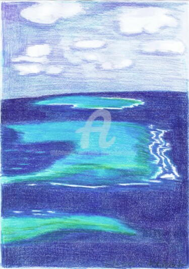 Tekening getiteld "Korallenriff - Atoll" door Luethi Alias Abdelghafar, Origineel Kunstwerk, Conté