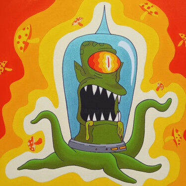 Painting titled "PsyKodos" by Luigi Monti, Original Artwork, Oil Mounted on Wood Stretcher frame
