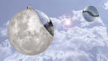 Digitale Kunst getiteld "The moon and the cy…" door Luigi M. Verde, Origineel Kunstwerk, Gemanipuleerde fotografie