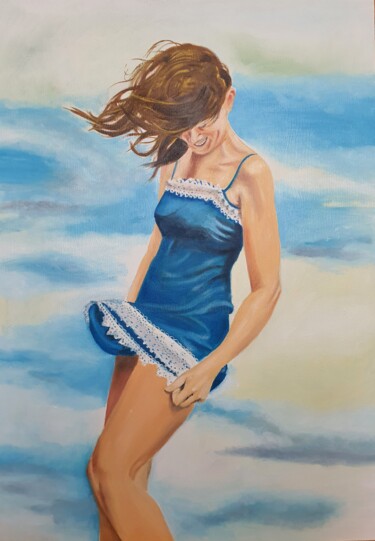Painting titled "Windy 2" by Lacasa, Original Artwork, Oil Mounted on Other rigid panel