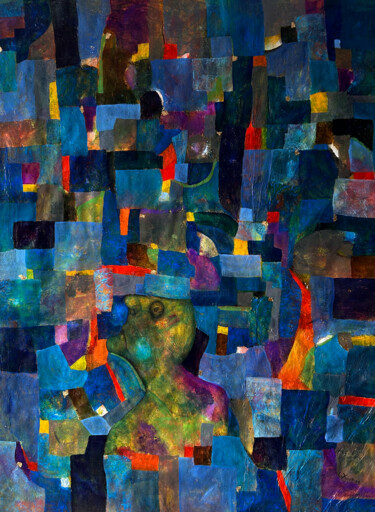 Peinture intitulée "Study blue" par Luis Alexander Rodriguez Murcia, Œuvre d'art originale, Huile