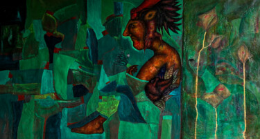 Schilderij getiteld "Forest Elf" door Luis Alexander Rodriguez Murcia, Origineel Kunstwerk, Olie