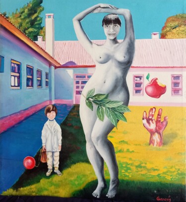 Картина под названием "Venus y el niño" - Luis Antonio Garcés, Подлинное произведение искусства, Масло