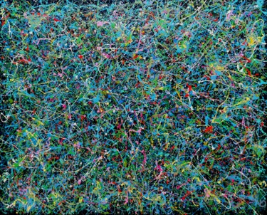 Painting titled "Coral Reef" by Luís Bastos, Original Artwork, Enamel Mounted on Wood Stretcher frame