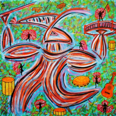 绘画 标题为“Marchinha” 由Luís Bastos, 原创艺术品, 丙烯 安装在木质担架架上
