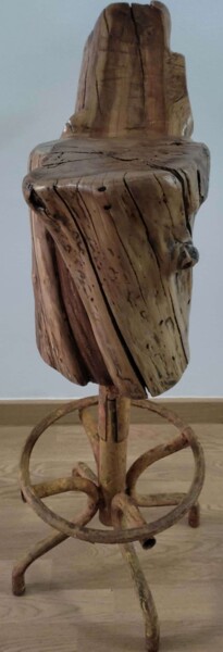 Sculpture titled "TABURETE DEL HOMBRE…" by Luis Manuel Ruiz, Original Artwork, Wood