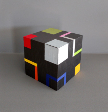 Skulptur mit dem Titel "Cube c" von Luis Medina, Original-Kunstwerk, Holz