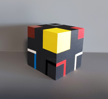 Sculptuur getiteld "Cube k" door Luis Medina, Origineel Kunstwerk, Hout