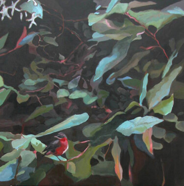 Pittura intitolato "El pájaro rojo" da Luisa Pagola, Opera d'arte originale, Acrilico Montato su artwork_cat.