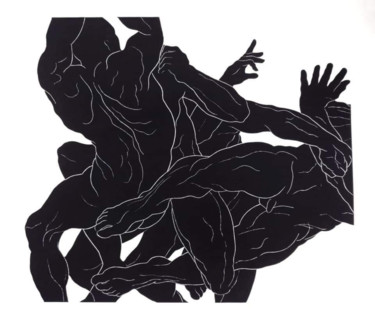 Druckgrafik mit dem Titel "Akcja" von Luiza Kasprzyk, Original-Kunstwerk, Linoldrucke
