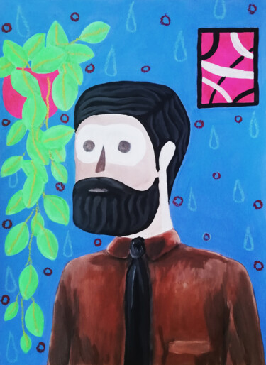 Malarstwo zatytułowany „Man with tie” autorstwa Lukas Pavlisin, Oryginalna praca, Akryl