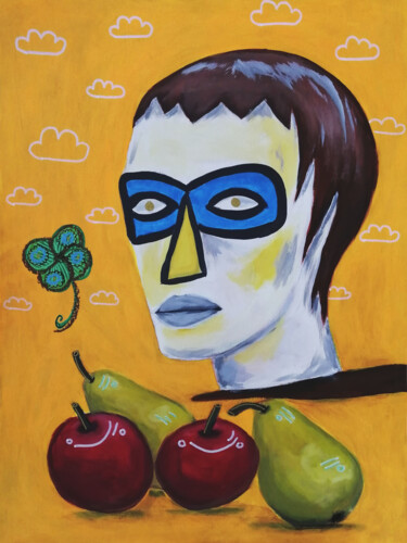 Malerei mit dem Titel "Apples and pears" von Lukas Pavlisin, Original-Kunstwerk, Acryl