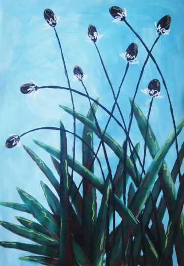 Malerei mit dem Titel "Plantago lanceolata" von Lukas Pavlisin, Original-Kunstwerk, Acryl