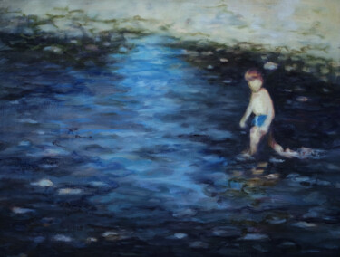 Schilderij getiteld "River walker" door Luke Morgan, Origineel Kunstwerk, Olie